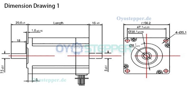 OUKEDA NEMA 23 Schrittmotor, 1,8°, 12,35 Ncm 2-Phasen, 57 × 57 mm, D-Cut Welle